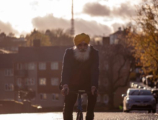 Man riding bicycle