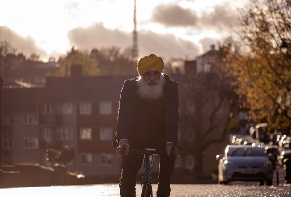 Man riding bicycle