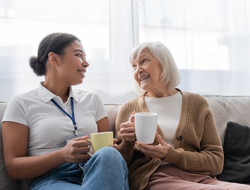 Adult social care worker with an older woman