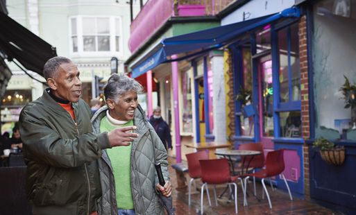 An older couple enjoying a day on the high street